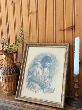 Vintage Frances Hook's "The Carpenter" Framed Art Print